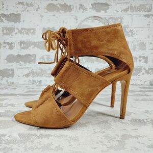Zara Basic Collection Faux Suede Lace Up Heels F1030